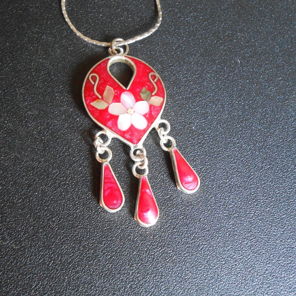 Silver and Abalone Flower Pendant